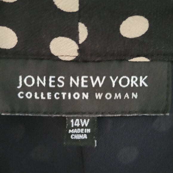 Jones New York Collection Woman Black Polka Dot Sleeveless Button-Up Blouse 14W - Picture 3 of 5